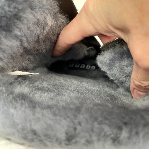 NEW Auabp Leather Shearling Lined Mid Height Heeled Boots, Grey, Size 9 - Picture 7 of 9